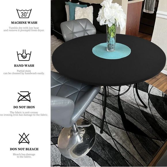 4 Pack Fitted Table Cover Round Tables Black Spandex Elastic Fits 40''- 44'' - Picture 6 of 7